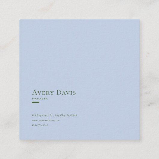 Blue Floral Cluster Geometric Frame Whimsical スクエア名刺 (裏面)