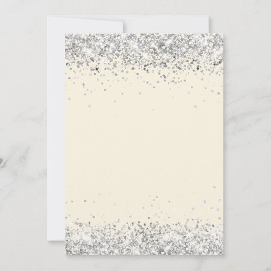 Blue floral cream silver 25th wedding anniversary 招待状 (裏面)