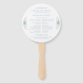 Blue Floral Crest Monogram Wedding Program ハンドファン (裏面)