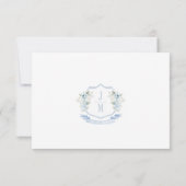 Blue Floral Crest Monogram Wedding RSVP Cards (裏面)