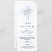 Blue Floral Cross Baptism メニュー (正面/裏面)
