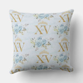 Blue Floral Crown XV QUINCEAÑERA Quince Keepsake クッション (裏面)