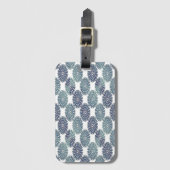 Blue floral damask on white ラゲッジタグ (正面縦)