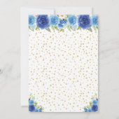 Blue Floral Dark Skin Princess Birthday Party サンキューカード (裏面)