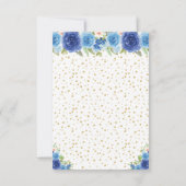 Blue Floral Dark Skin Princess Sweet Sixteen 出欠カード (裏面)