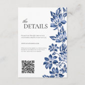 Blue floral delftware the details floral wedding エンクロージャーカード (正面)