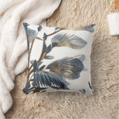 Blue Floral Design Plant クッション (ブランケット)