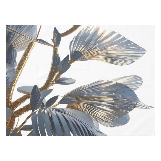 Blue Floral Design Plant テーブルクロス (正面(横))