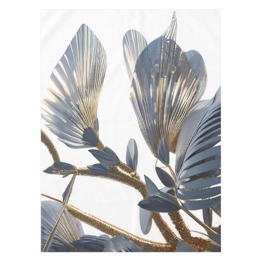 Blue Floral Design Plant テーブルクロス (正面)