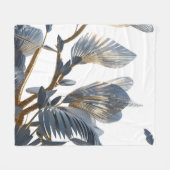 Blue Floral Design Plant フリースブランケット (正面(横))