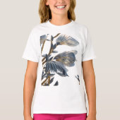 Blue Floral Design Plant Tシャツ (正面)