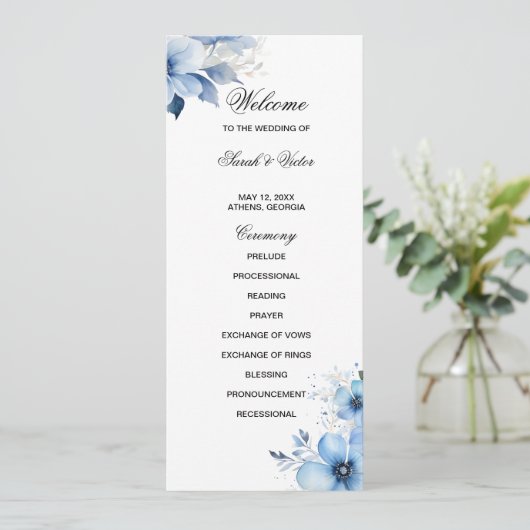 Blue Floral double side program card  プログラム (スタンド正面)