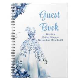 Blue Floral Dress Bridal Shower Guest Book ノートブック