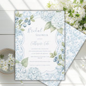 Blue Floral Elegant Blue Hydrangea Bridal Shower  招待状
