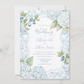 Blue Floral Elegant Blue Hydrangea Wedding 招待状 (正面)