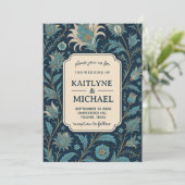 Blue Floral Elegant Botanical Antique Garden 招待状 (スタンド正面)