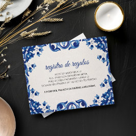 Blue Floral Elegant Fiesta Spanish Wedding エンクロージャーカード