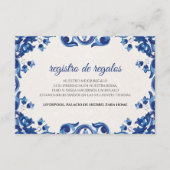 Blue Floral Elegant Fiesta Spanish Wedding エンクロージャーカード (正面)