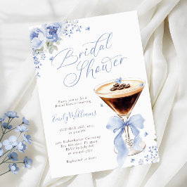Blue Floral Espresso Martini Bridal Shower 招待状