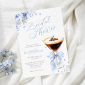 Blue Floral Espresso Martini Bridal Shower 招待状