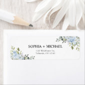 Blue Floral Eucalyptus Wedding Return Address ラベル (インサイチュ)