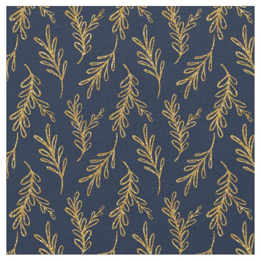 Blue Floral Fabric Seamless Pattern Elegant Boho ファブリック (クローズアップ)