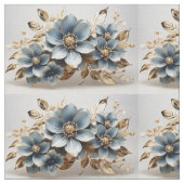 Blue Floral Fabric Seamless Pattern For Sewing ファブリック (クローズアップ)