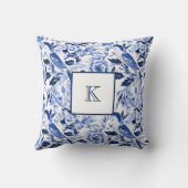 Blue Floral French Country Monogram  クッション (裏面)