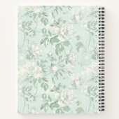 Blue Floral French Toile Flower Custom Name Recipe ノートブック (裏面)