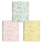 Blue Floral French Toile Flower Custom Name Recipe ノートブック