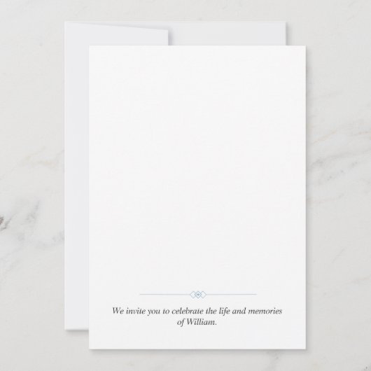 Blue Floral Funeral Invitation Celebration of Life 招待状 (裏面)