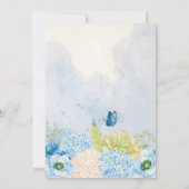 Blue floral garden baby shower 招待状 (裏面)