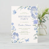 Blue floral garden birthday 招待状 (スタンド正面)