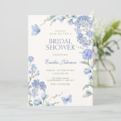 Blue floral garden bridal shower 招待状 (スタンド正面)