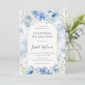 Blue Floral Garden Spanish Bridal Shower 招待状 (スタンド正面)