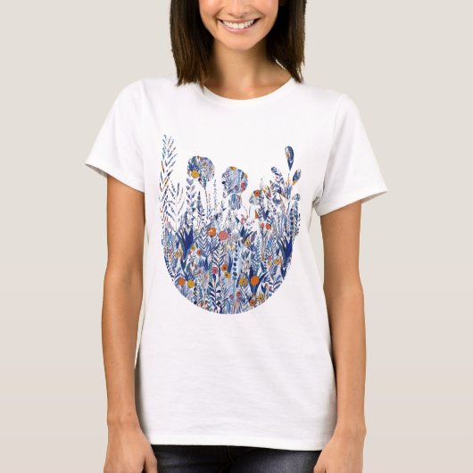Blue Floral Garden Tシャツ (正面)