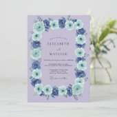 Blue Floral Garland Wedding 招待状 (スタンド正面)