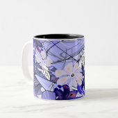 Blue Floral Geometry — Lavender Abstract Mug ツートーンマグカップ (正面左)