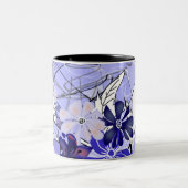 Blue Floral Geometry — Lavender Abstract Mug ツートーンマグカップ (中央)