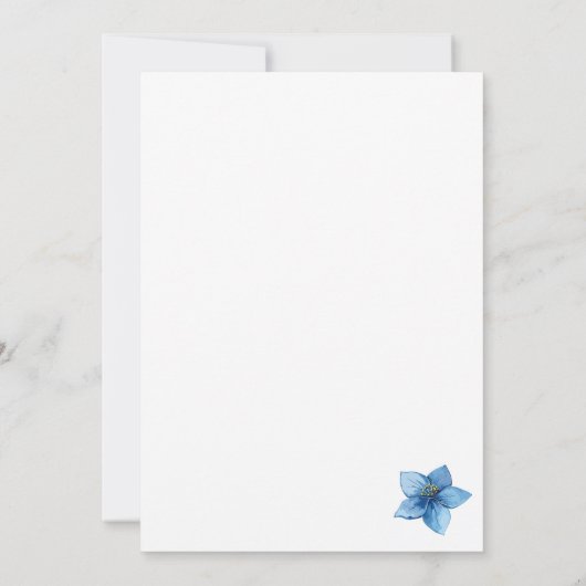  Blue Floral Gold Frame 35th Wedding Anniversary  招待状 (裏面)