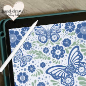Blue Floral Graduation Card Shower Invitation 招待状