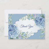 Blue Floral Green Leaves Frame Elegant Wedding サンキューカード (正面)