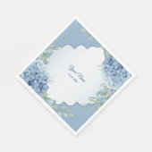 Blue Floral Green Leaves Frame Wedding Party スタンダードランチョンナプキン (角)