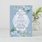Blue Floral Green Leaves Wedding Rehearsal Dinner 招待状 (スタンド正面)