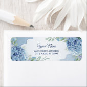Blue Floral Green Leaves Wedding Return Address ラベル (インサイチュ)