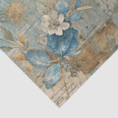 Blue Floral Grungy Distressed Ephemera Collage 薄葉紙 (詳細)