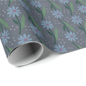 Blue Floral Hand Drawn Retro ラッピングペーパー (ロールコーナー)