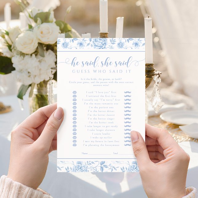 Blue Floral He said She said Bridal Shower Game (クリエイターアップロード済み)