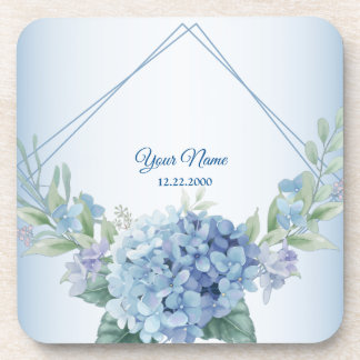 Blue Floral Herbal Dusty Vintage Wedding Party コースター