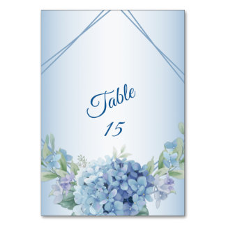 Blue Floral Herbal Dusty Vintage Wedding Party テーブルナンバー